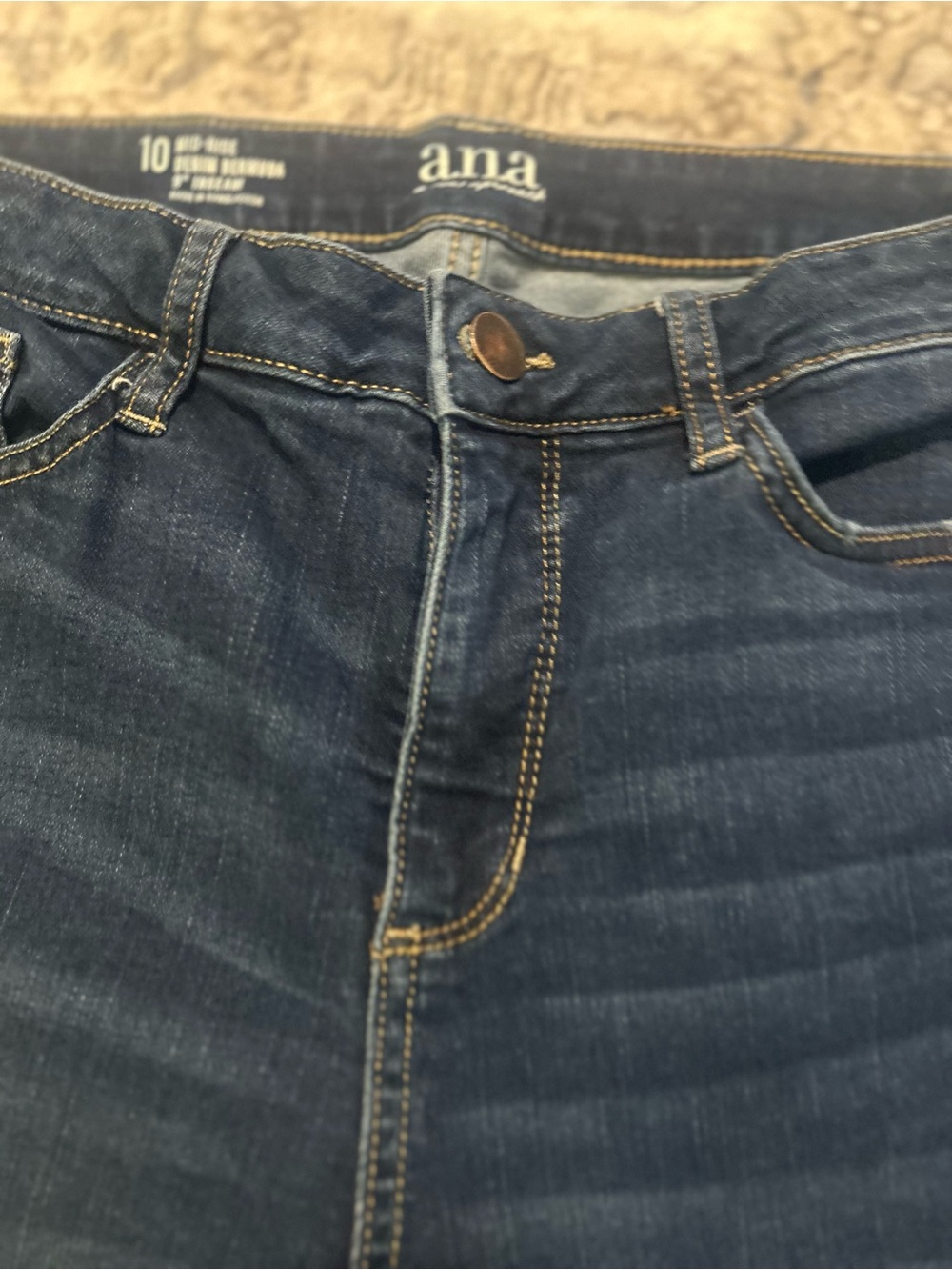 a.n.a Dark Blue Mid-Rise Denim Bermuda Shorts - Picture 4 of 7